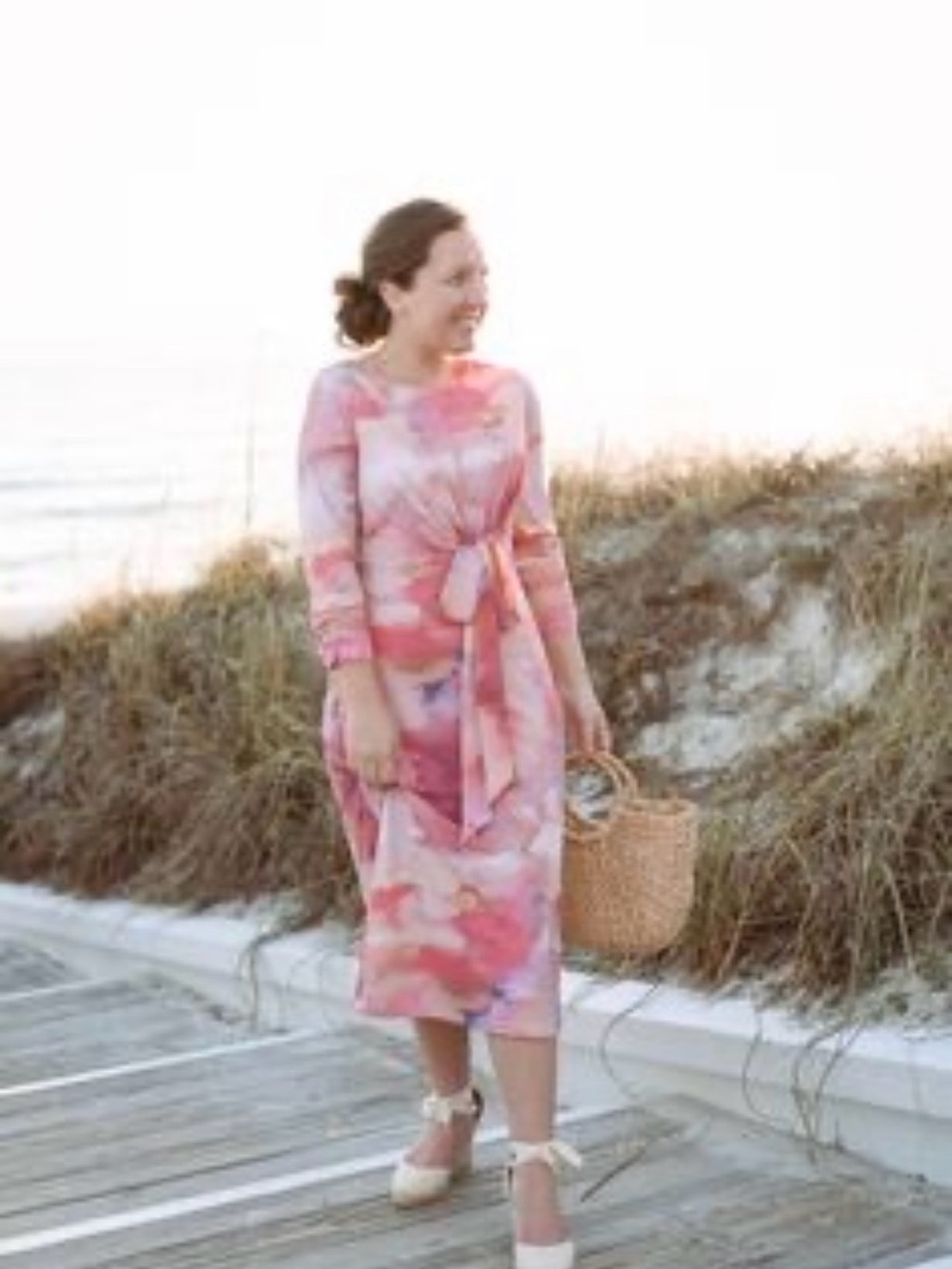 Dainty Jewells Pink Watercolor Tie-Waist Swim dress